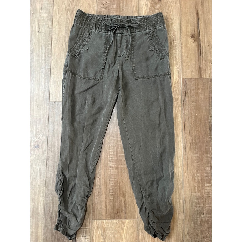 Hei Hei Anthropologie‎ Green Tencel Joggers Ruched Ankle Utility Pants Size 2